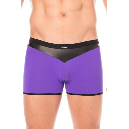 Boxer violet similicuir brillant