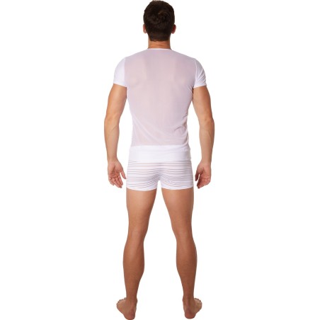 T-shirt blanc rayé opaque et transparent