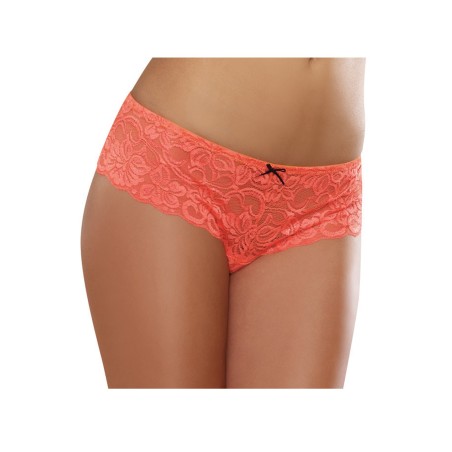 Shorty ouvert orange corail court en dentelle