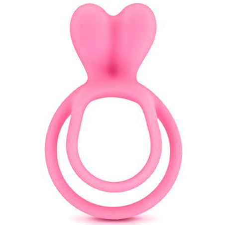 Double cockring rose avec stimulateur de clitoris