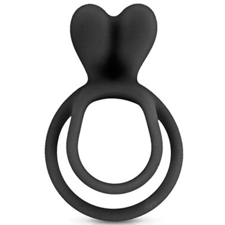 Double cockring noir avec stimulateur de clitoris