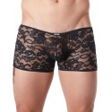 Boxer noir en fine dentelle florale