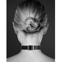 Collier en cuir noir SM avec anneau métal argenté pour laisse