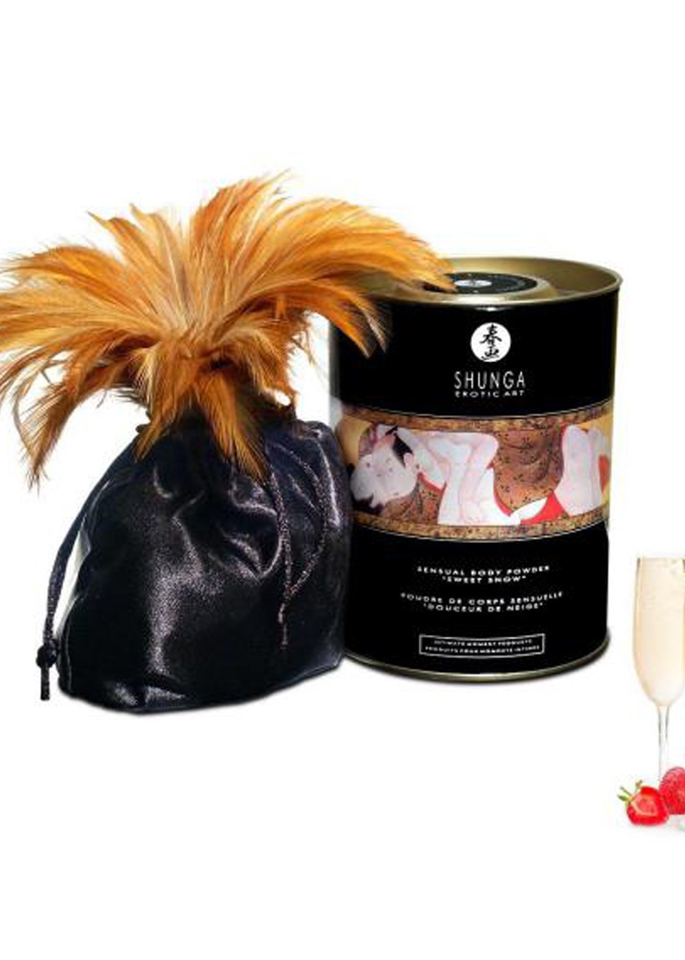 Poudre de massage corporelle comestible vin pétillant fraise 228grs