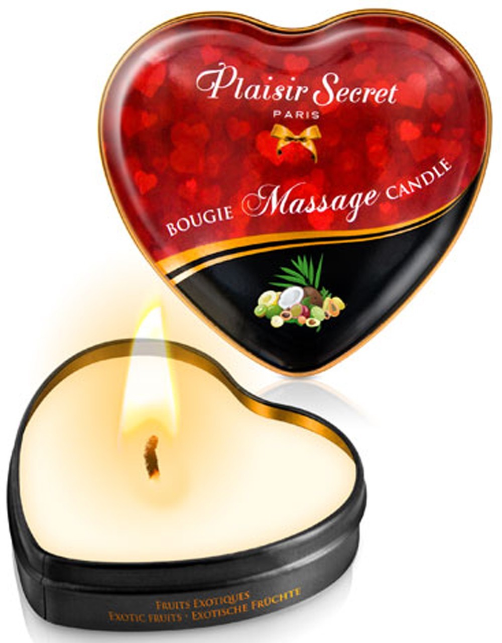 Mini bougie de massage fruits exotiques boîte coeur 35ml