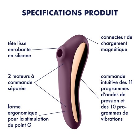 Satisfyer 2 en 1 Stimulateur de clitoris et vibromasseur Dual kiss rouge Satisfyer