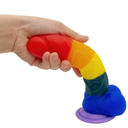Gode ventouse multicolore réaliste avec testicules