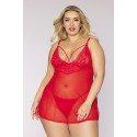 Nuisette et string rouge grande taille
