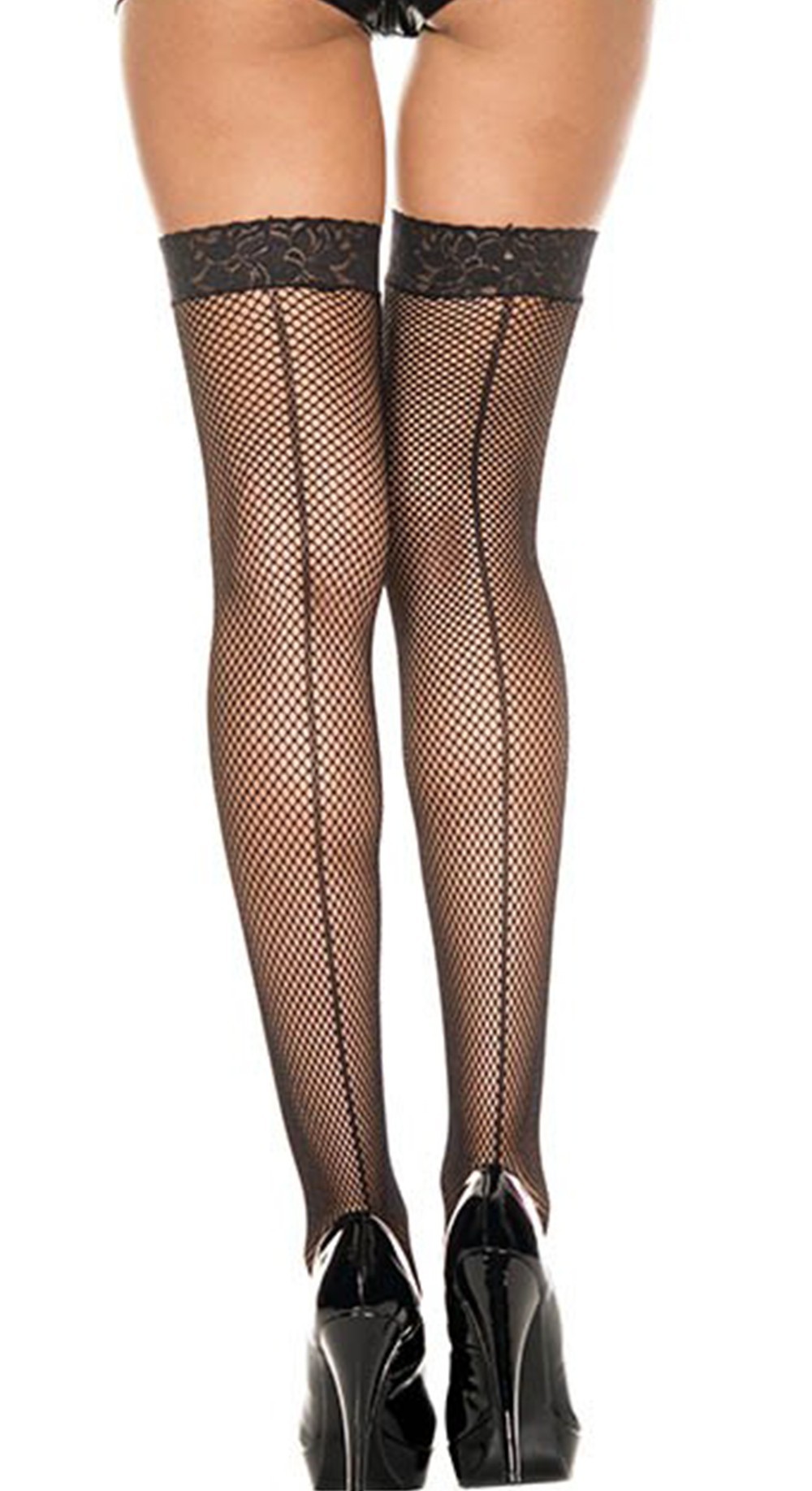 Bas noirs résille effet couture