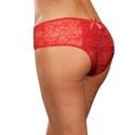 Panty taille basse rouge grande taille ouvert froncé au dos