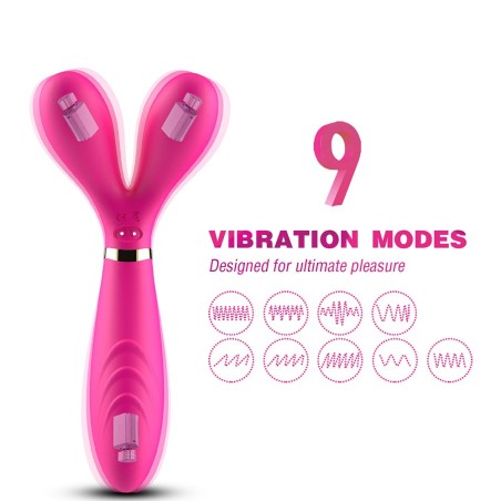 Vibromasseur Wand rose en forme de Y avec 3 moteurs