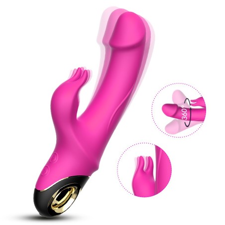 Vibromasseur Rabbit rose avec rotation