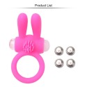 Anneau vibrant silicone rose avec oreilles de lapin