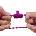 Anneau violet vibrant silicone avec langue picots