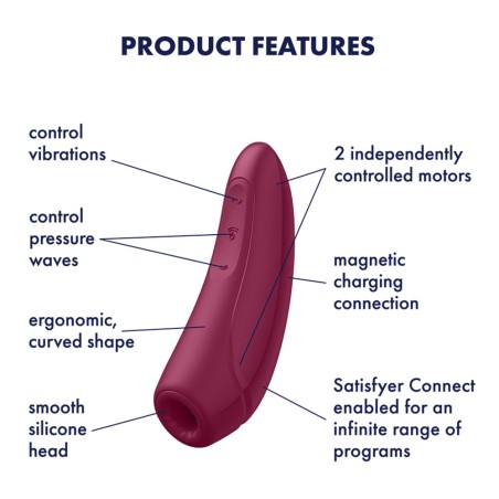 Satisfyer Stimulateur clitoridien connecté bordeaux Curvy 1+ Satisfyer