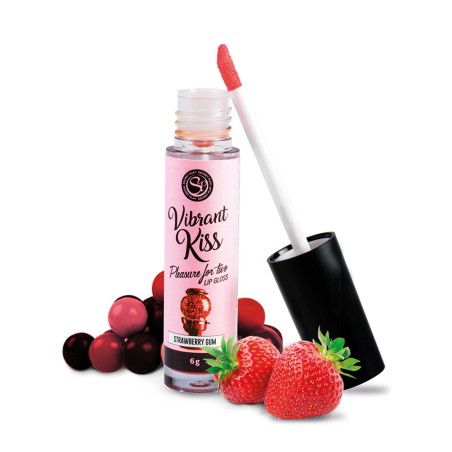 Gloss sexe oral vibrant gum à la fraise 100% comestible