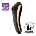 2 en 1 Stimulateur de clitoris et vibromasseur connecté USB noir - Dual Kiss - Satisfyer