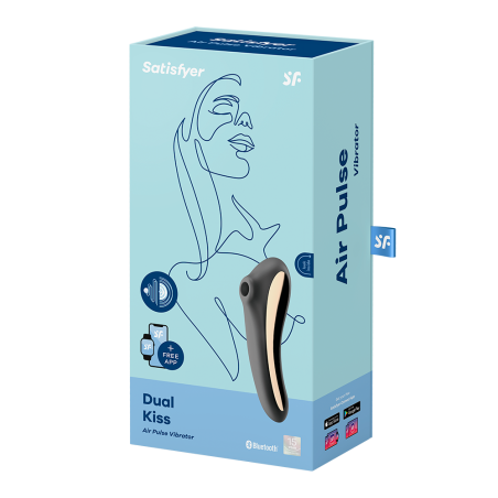 2 en 1 Stimulateur de clitoris et vibromasseur connecté USB noir - Dual Kiss - Satisfyer