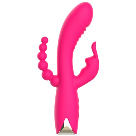 Vibromasseur triple stimulation très puissant rose USB