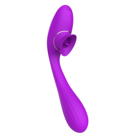 2 en 1 Stimulateur de clitoris avec langue et vibromasseur point G USB flexible violet DISA