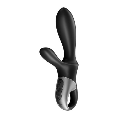 Vibromasseur rabbit noir USB, chauffant et connecté Heat Climax  Satisfyer