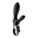 Vibromasseur rabbit noir USB, chauffant et connecté Heat Climax  Satisfyer