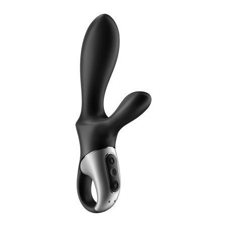 Vibromasseur rabbit noir USB, chauffant et connecté Heat Climax  Satisfyer