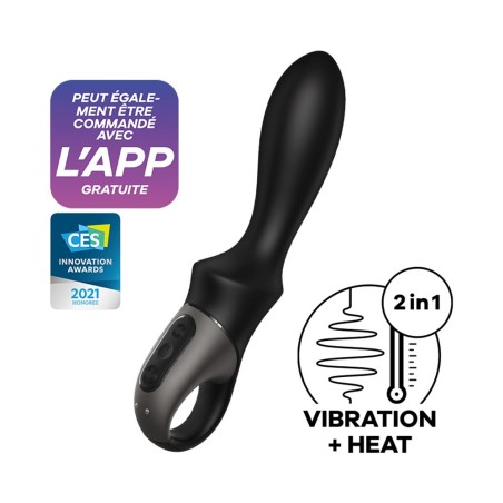 Vibromasseur noir chauffant, connecté Heat Climax