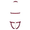 Soutien-gorge ouvert et string rouge à larges bandes sexy