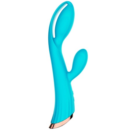 Vibromasseur bleu avec stimulateur de clitoris LRIS USB
