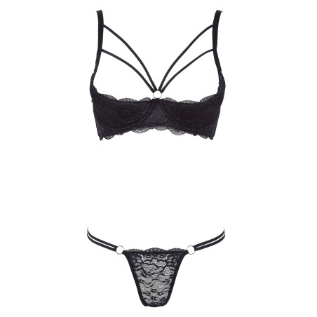 Ensemble soutien-gorge demi seins a armatures et string