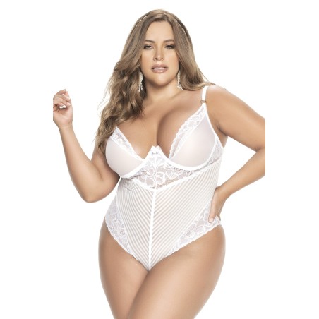 Body string grande taille ouvert blanc