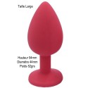 Plug anal rouge large avec bijou strass