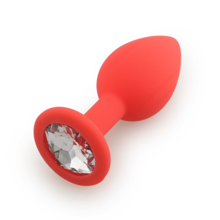 Plug anal rouge médium avec bijou strass
