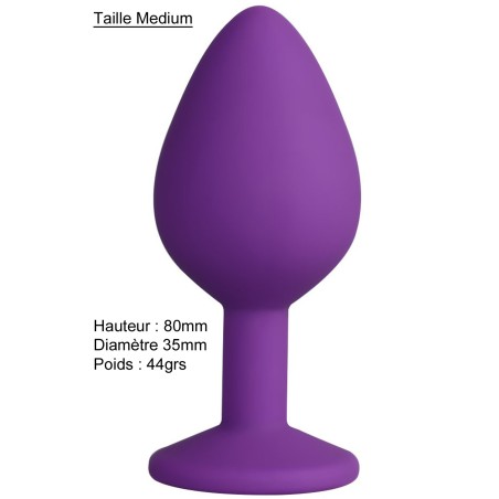 Plug anal violet médium avec bijou strass
