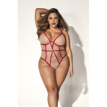Body String, grande taille, chair et rouge - MAL8817XRED