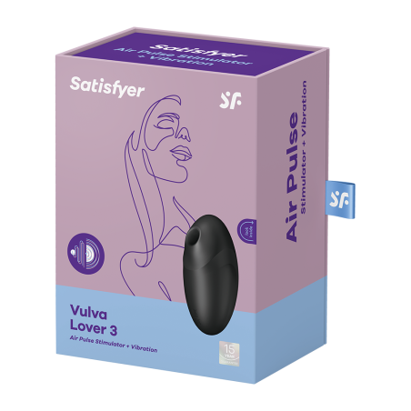 Stimulateur clitoridien par air pulsé et vibration noir USB Vulva Lover 3 Satisfyer - CC597227