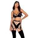 Ensemble Soutien-gorge, jupe porte-jarretelles, string    - DG13377BLK