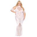 Robe bodystocking, grande taille, en résille t dentelle blanche - DG0490XWHT