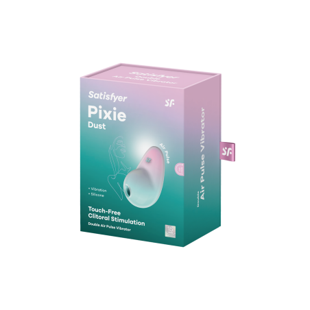 Stimulateur clitoridien par onde de pression sans contact et par vibration USB vert et rose, Pixie Dust Satisfyer - CC597837