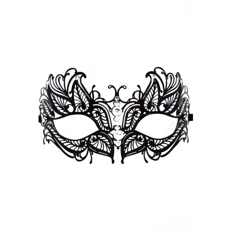 Masque vénitien Greta rigide noir avec strass