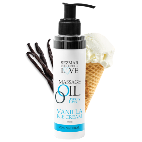 Huile de massage comestible Vanille glacée 100% naturelle 100ml