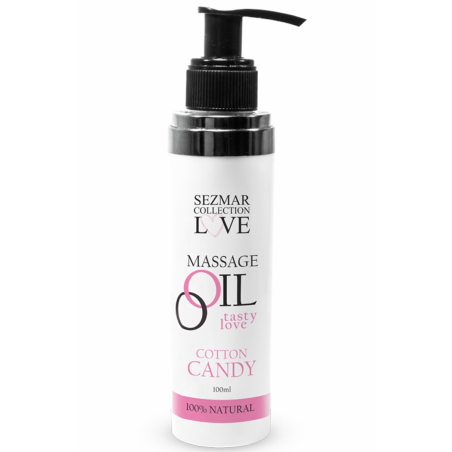 Huile de massage comestible Barbe à papa 100% naturelle 100ml