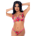 Ensemble 2 pièces résille brodée rose et bleue, soutien gorge et string - MAL8927SEGA