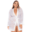 Peignoir grande taille en dentelle blanche - MAL7611XWHT
