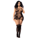 Combinaison grande taille en résille noire - MAL1105XBLK