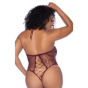 Body string grande taille en résille couleur cerise - MAL1115XCHRY