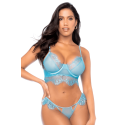 Ensemble 2 pièces en dentelle à cils bleue - MAL8920LBLU
