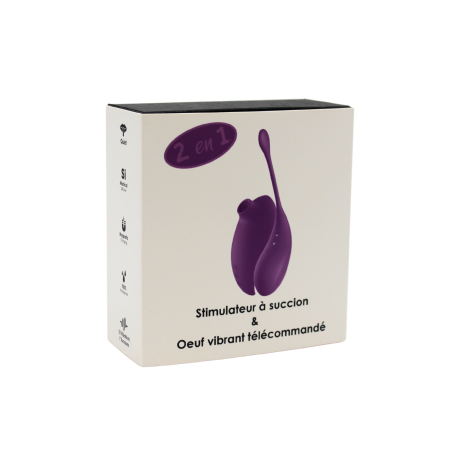 Vibromasseur clitoridien violet avec son œuf vibrant à distance