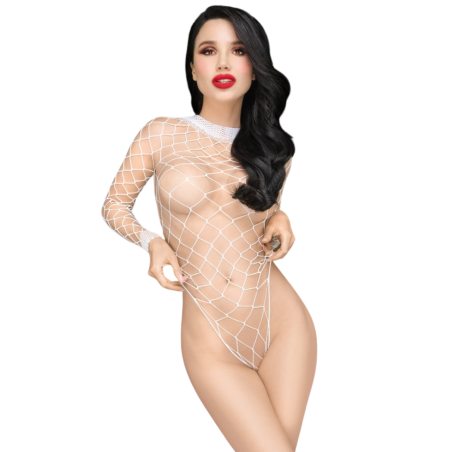 Body blanc avec large maille et manches longues